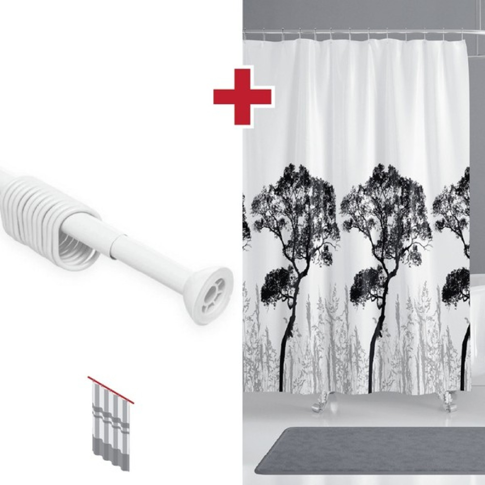Tropik Home Ağaçlı Banyo Perdesi Askı Hediyeli 180X200CM Tek Kanat Duş Perdesi, Renkli Banyo Duş Perdesi - 180 x 200 cm - Siyah Duş / Banyo Perdesi Fiyatı