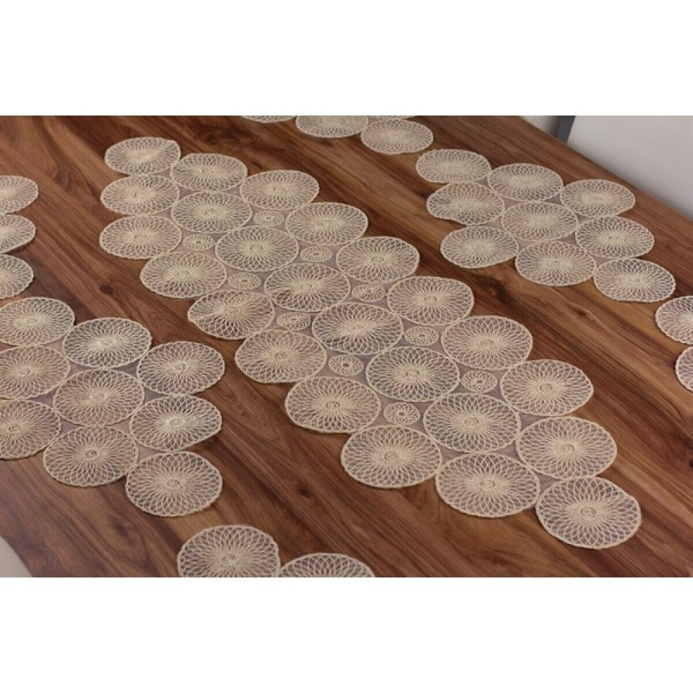 Tropik Home Amerikan Servis Supla ve Runner Set 6 Kişilik Nakışlı 7 Parça Çeyizlik Takımı - Bej - 110 x 35 cm Amerikan Servis Fiyatı