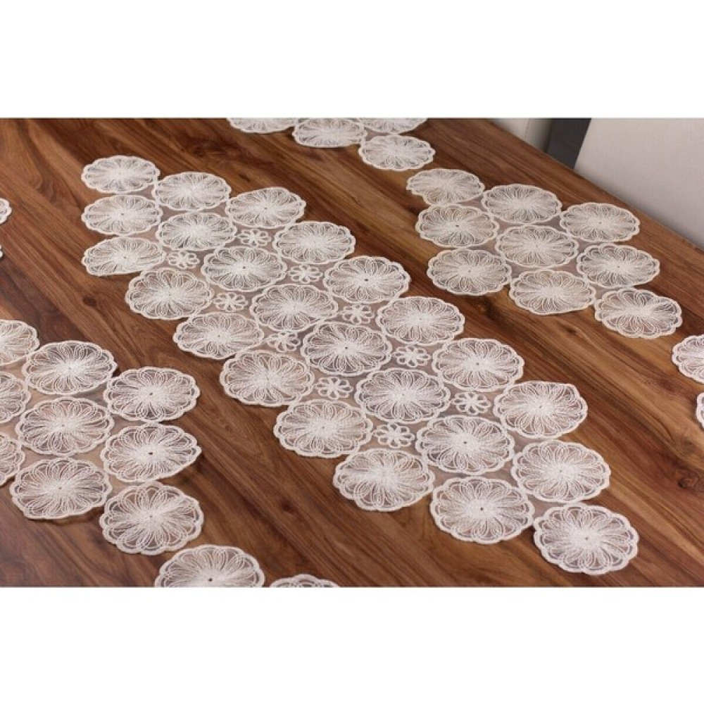 Tropik Home Amerikan Servis Supla ve Runner Set 6 Kişilik Nakışlı 7 Parça Çeyizlik Takımı - Beyaz - 110 x 35 cm Amerikan Servis Fiyatı