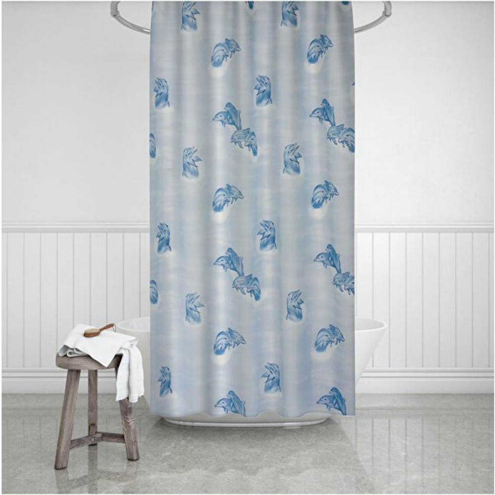 Tropik Home Banyo Perdesi Mavi Yunus Desen Yerli Üretim Duş Perdesi C-Halka Hediye 180X200CM Banyo Perdesi - Ahşap Duş / Banyo Perdesi Fiyatı