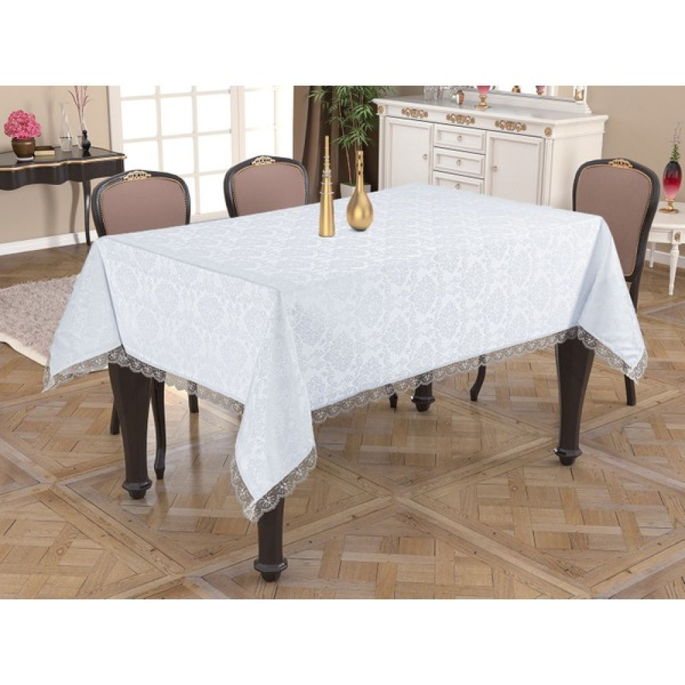 Tropik Home Beyaz Masa Örtüsü Fransız Dantel Sunum Örtüsü Dantelli Lü x Masa Örtüsü - 160 x 220 cm Masa Örtüsü Fiyatı