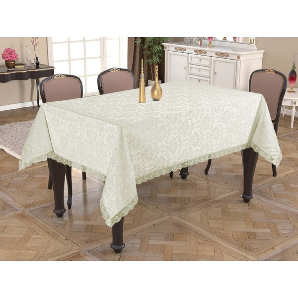 Tropik Home Dantelli Masa Örtüsü Lü x Fransız Dantel Masa Sunum Örtüsü - Krem - 140 x 180 cm Masa Örtüsü Fiyatı