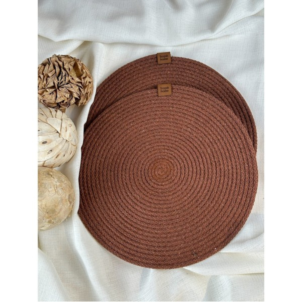 Tropik Home Kahve Hasır Supla 2'li Amerikan Servis Şık Çeyiz Takımı Örgü Sunum Tabak Altlığı - Kahverengi - 32 x 32 cm Amerikan Servis Fiyatı