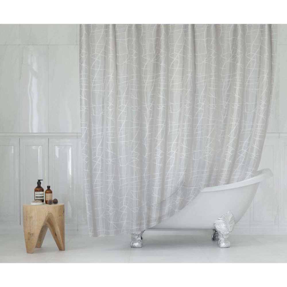 Tropik Home Mermer Desen Banyo Perdesi, Tek Kanat Duş Perdesi-Beyaz Duş Perdesi 12 Adet C Halkalı Perde - 180 x 200 cm - Açık Gri Duş / Banyo Perdesi Fiyatı