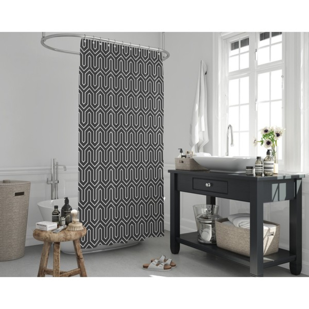 Tropik Home Siyah Banyo Perdesi-Tek Kanat Banyo Dekorasyon Ürünü Duş Perdesi, Lüks Duşakabin ve Küvet Perdesi - 180 x 200 cm Duş / Banyo Perdesi Fiyatı