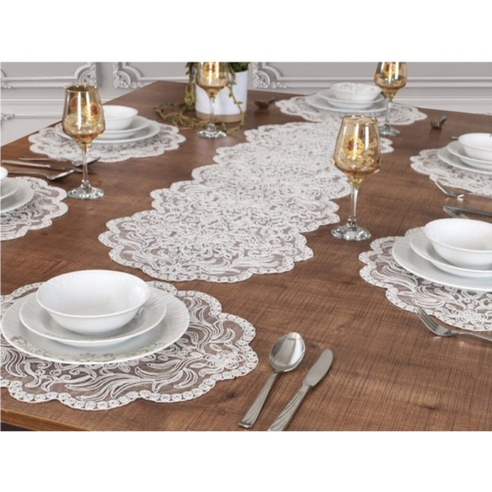 Tropik Home Supla Takımı Amerikan Servis Runner Seti 6 Kişilik Çeyiz Seti Valeria Masa Sunum Takımı - 40 x 140 cm Amerikan Servis Fiyatı
