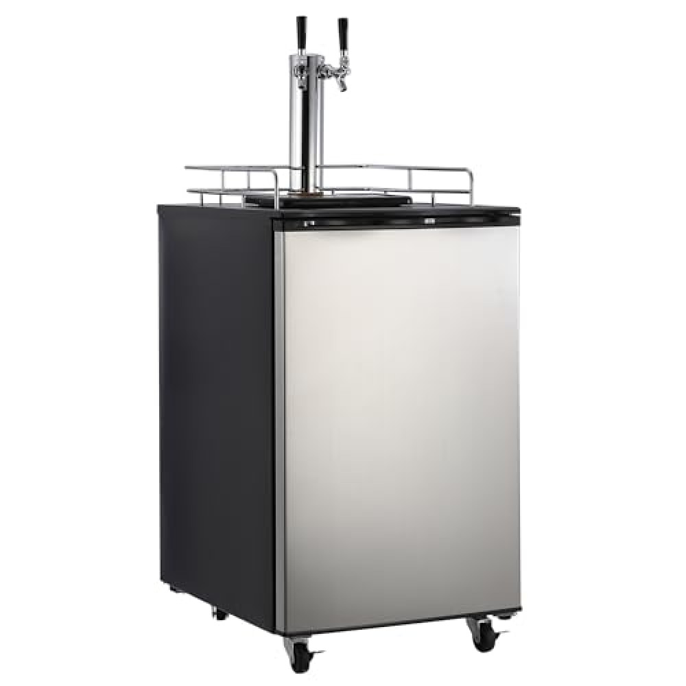 TROPOW 6.1 CF Beer Kegerator, Dual Tap Draft Beer Dispenser, Full Size Stainless Steel Keg Refrigerator With Drip Tray, 32°F- 50°F Temperature Control, 170L
