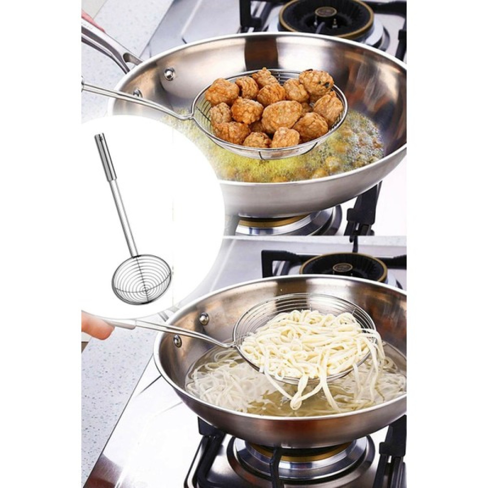 Trouvaille Metal Haşlama Kızartma Yağ Kevgiri Servis Kevgiri Paslanmaz Kepçe Saplı Spagetti Kevgiri Mutfak Gereçleri Fiyatı