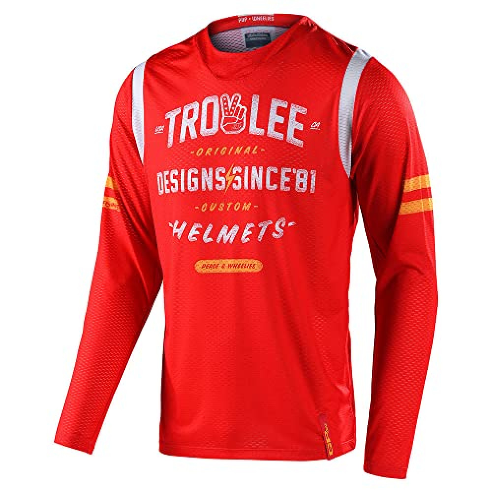 Troy Lee Designs GP Air Roll Out Jersey - Motocross Dirt Bike ATV Enduro Dual Sport Racing Off Road Ventilated Warm Weather Long Sleeve Riding Gear - Adult Mens (Red, LG)