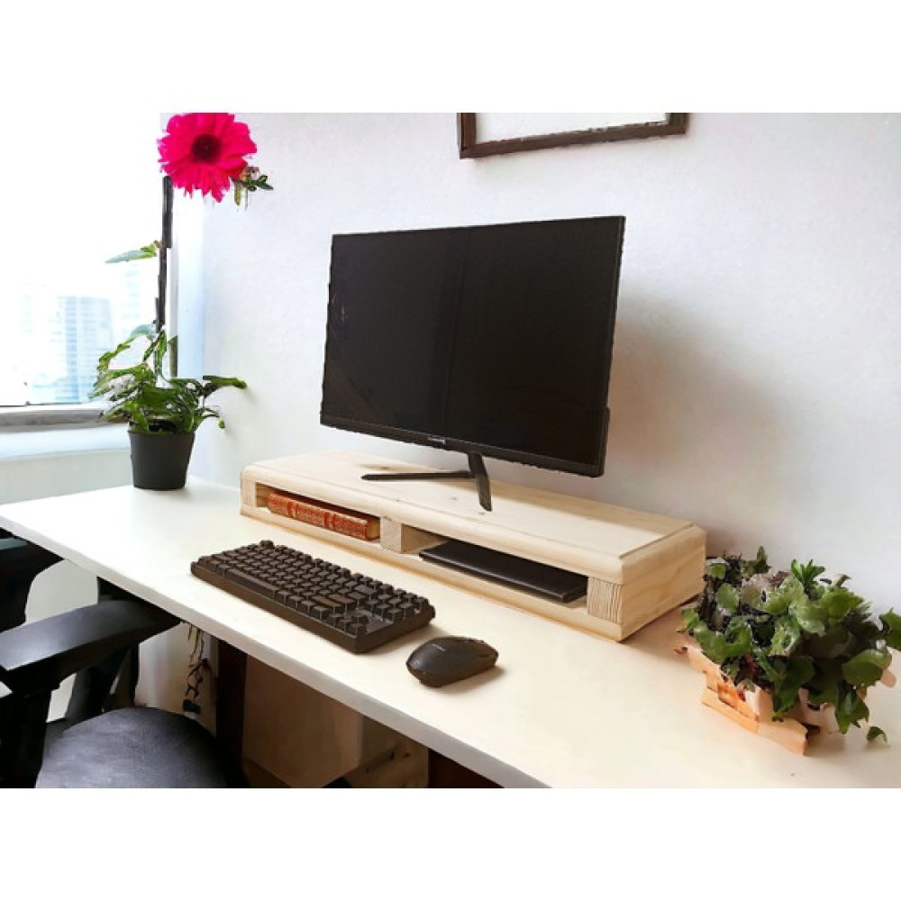 Troya Wood Ahşap Monitör Yükseltici - Monitör Standı - Raflı Monitör Sehpası Monitör Aksesuarları Fiyatı