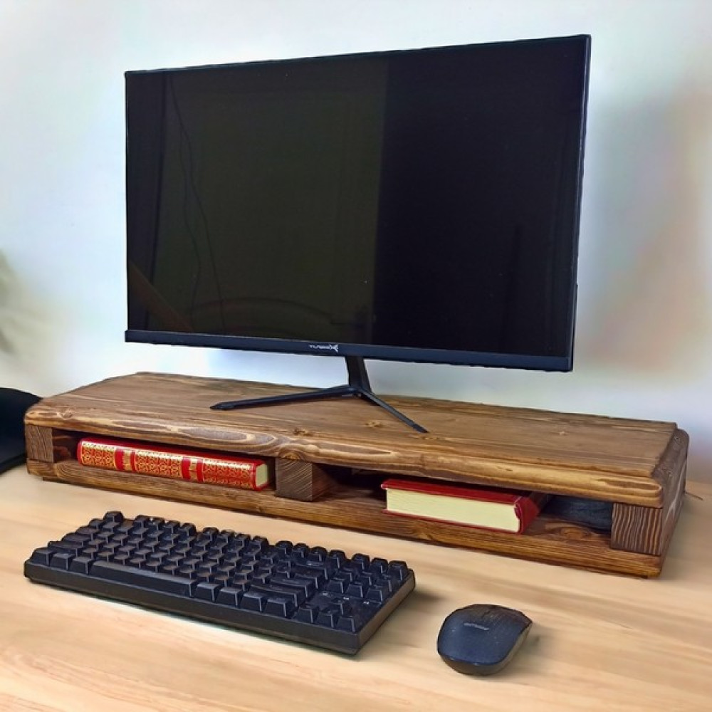 Troya Wood Monitör Yükseltici -Monitör Standı -El Yapımı Raflı Ahşap Monitör Standı Monitör Aksesuarları Fiyatı
