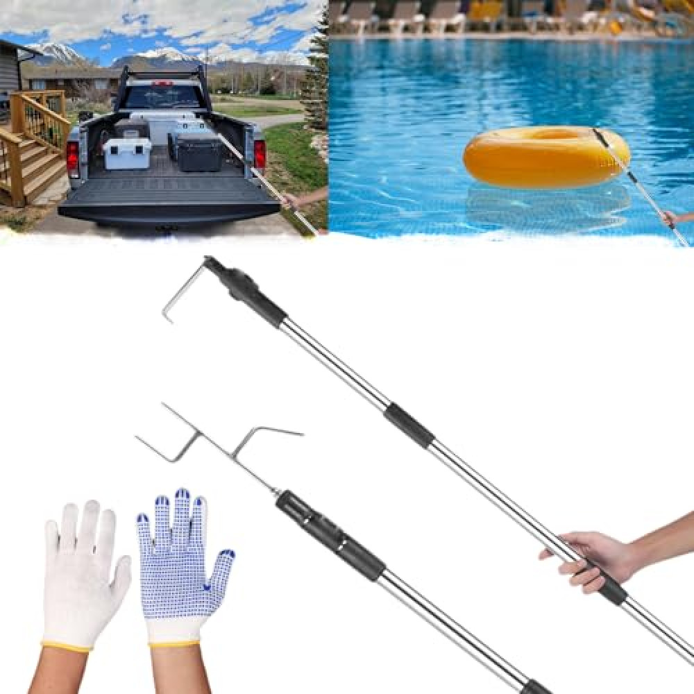 Truck Cargo Grabber, Bed Buddy Truck Tool, New Telescoping Pickup Truck Bed Retriever Tool, Truck Cargo Grabber Bed Reach Tool, Truck Cargo Retriever Telescoping Pole, Cargo Retrieval Hook (2.1m/81in)