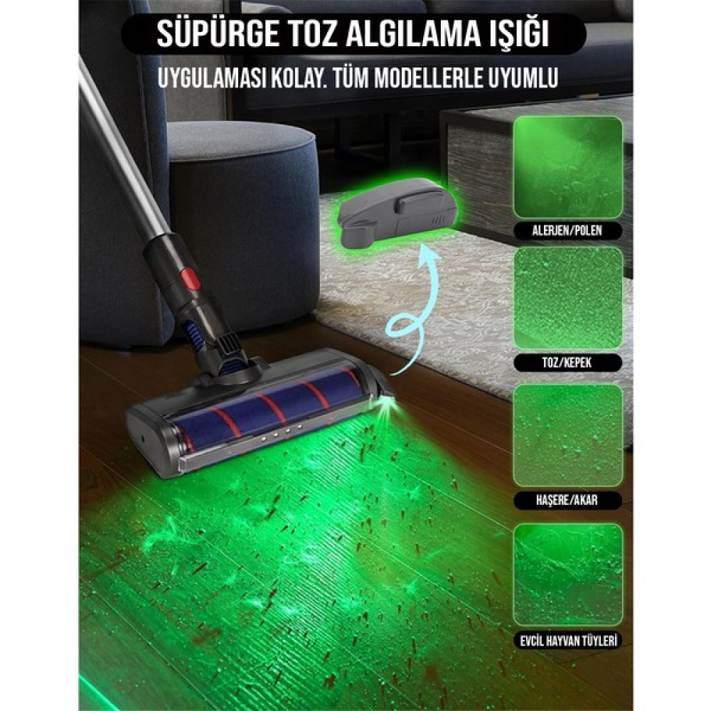 True Fresh Elektrikli Süpürge Toz Algılama Işığı Aparatı, Yeşil Işık ,pet Köpek Kedi Tüyü Algılama Aparatı - 1 Adet Elektrikli Süpürge Aksesuarları Fiyatı