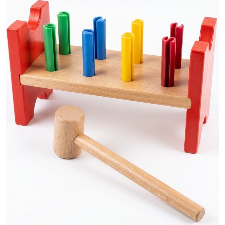 True Toys Ahşap Çekiç Bloğu - Çocuklar Için Eğitici Vurmalı Koordinasyon Oyunu - 001-Renkli - yok Ahşap Oyuncaklar Fiyatı