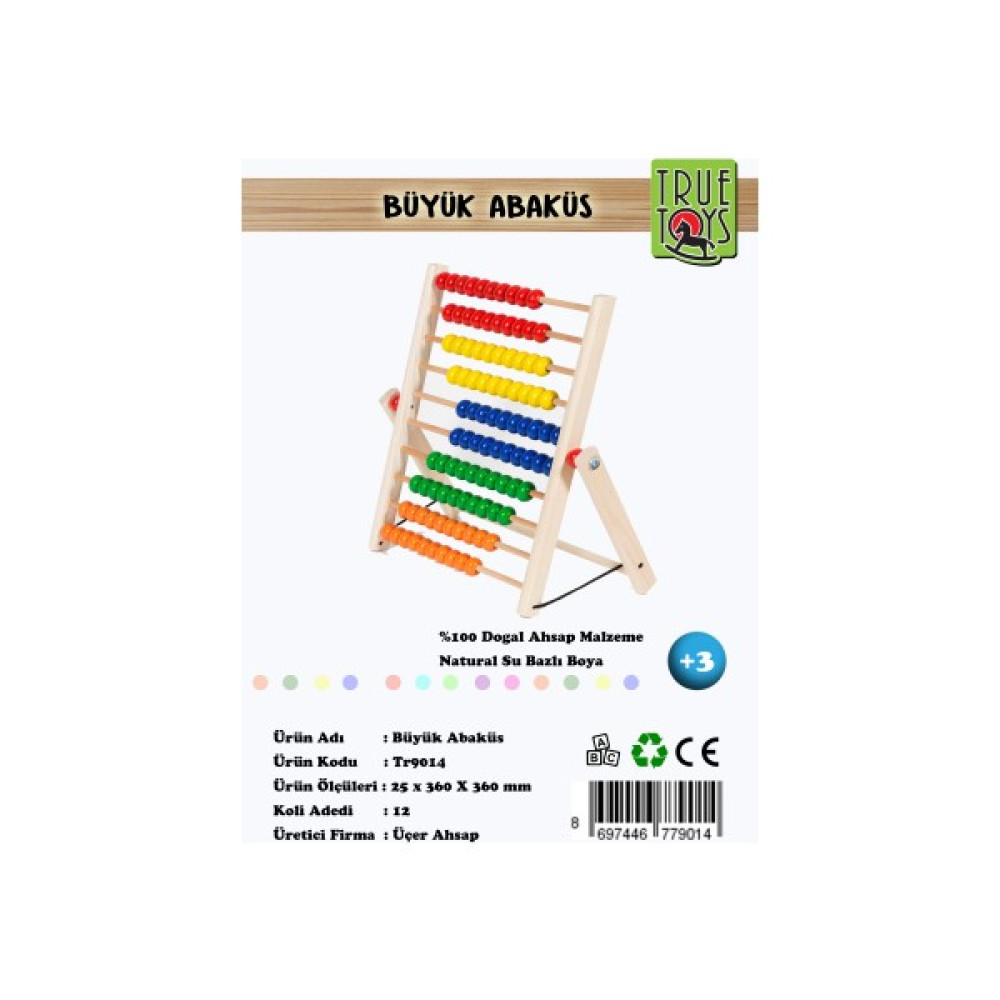 True Toys Ahşap Eğitici Masaüstü Abaküs 100 Boncuklu Oto Boyaları Fiyatı