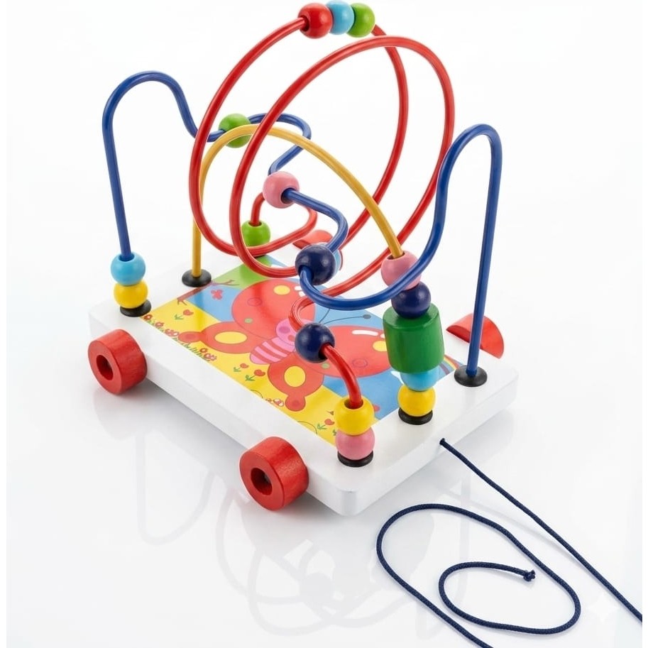 True Toys Ahşap Helezon Tekerlekli Çekçekli Motor Beceri Koordinasyon Labirenti (16X13.5CM) - Mavi - Sarı - Turuncu - Kırmızı - renk Ahşap Oyuncaklar Fiyatı