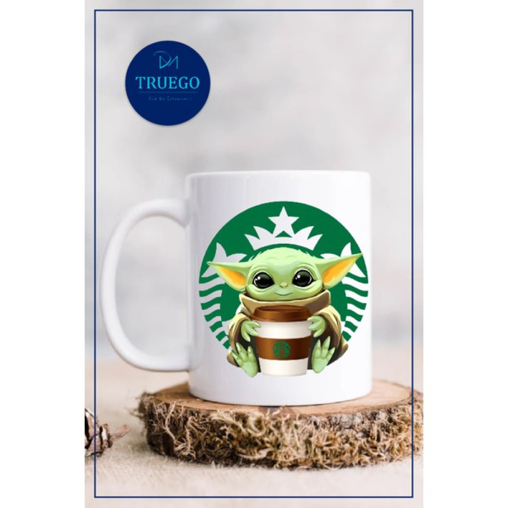 Truego Baskılı Kupa Bardak Seramik Mug - Baby Yoda Starbucks - Beyaz Fincan / Bardak / Kahve Takımı Fiyatı