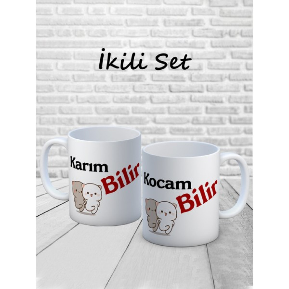Truego Baskılı Kupa Bardak Seramik Mug - Karım Bilir, Kocam Bilir Set - Beyaz - 2 Adet Oto Boyaları Fiyatı
