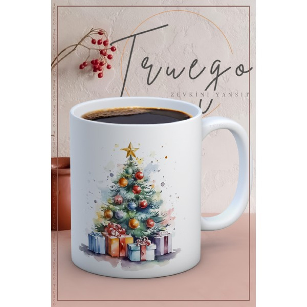 Truego Baskılı Kupa Bardak Seramik Mug - Yılbaşı Ağaç - Beyaz Oto Boyaları Fiyatı