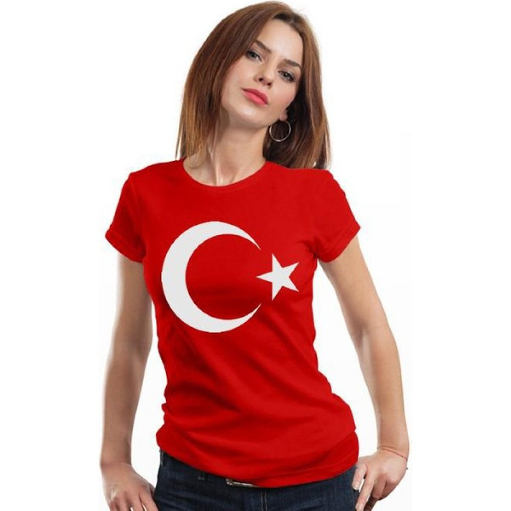 Tshirthane Türk Bayraklı Ay Yıldızlı Türk Bayrak Türk Bayrağı Bayrak Bayan T-shirt Fiyatı