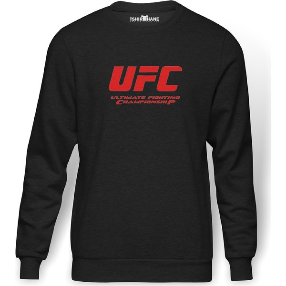 Tshirthane Ufc Logo Baskılı Erkek Örme Sweatshirt Uzun Kol Erkek Sweatshirt Fiyatı