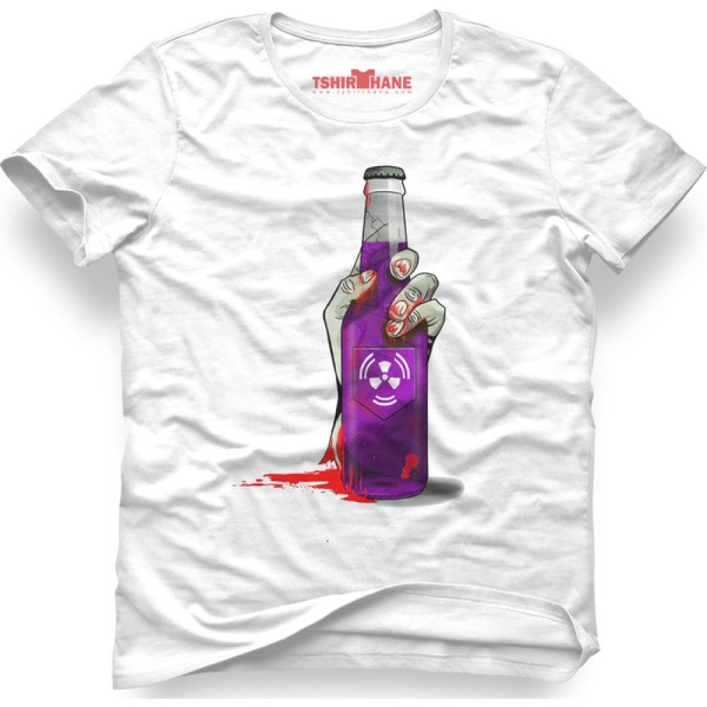 Tshirthane Zombie Drink Purple Beyaz Erkek T-Shirt Erkek T-shirt Fiyatı