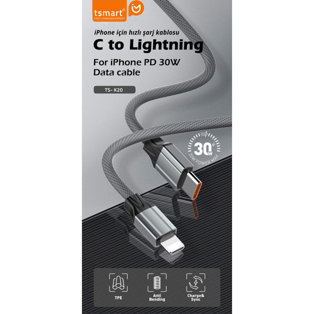 Tsmart 30W Usb-C To Lightning iPhone Hızlı Şarj Kablosu TS-K20