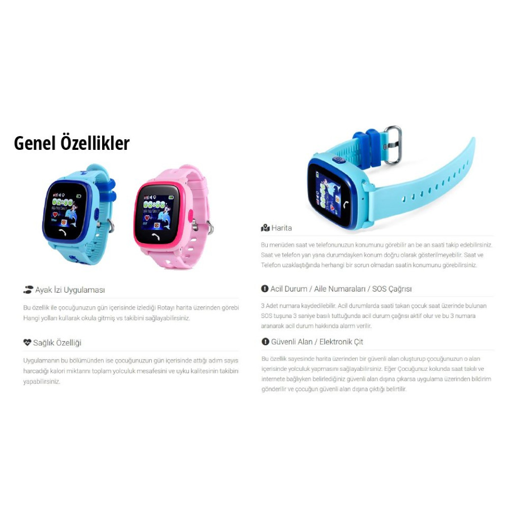 Tsmart Akıllı Çocuk Saati Suya Dayanıklı GPS Özellikli Pembe