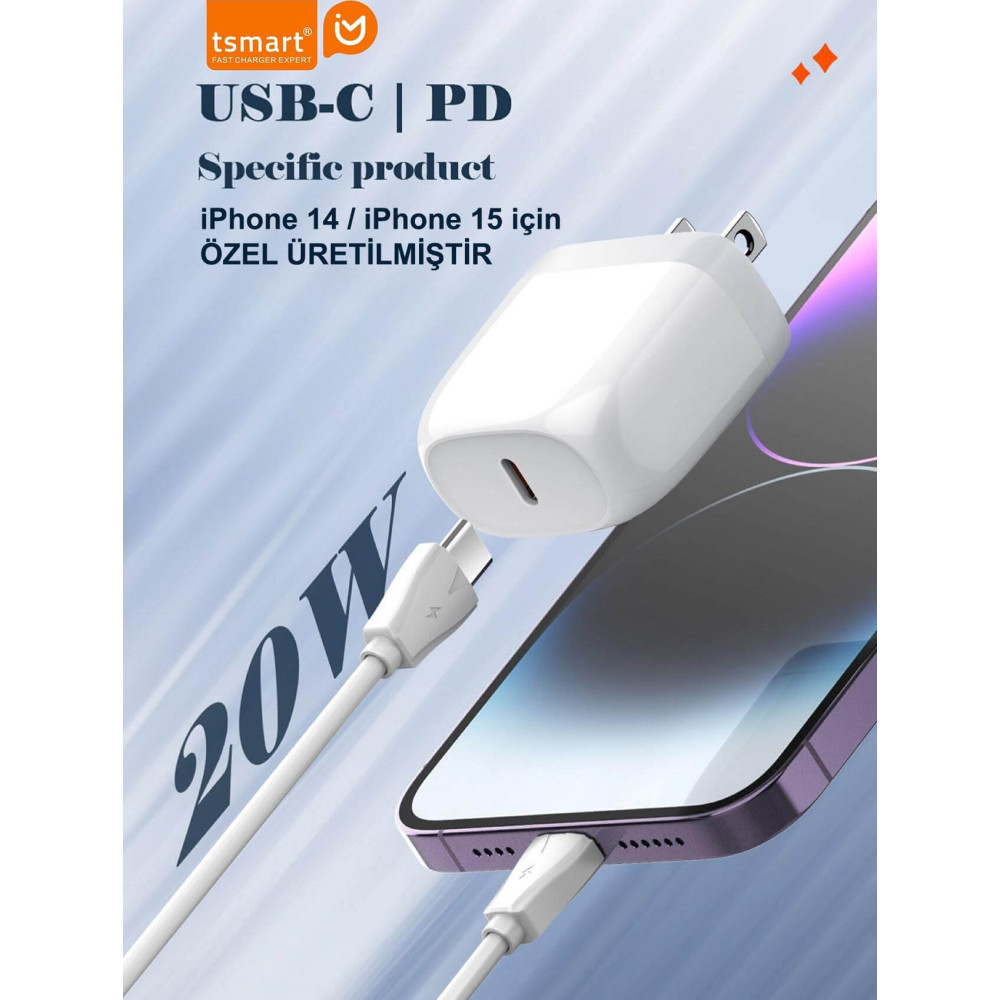 Tsmart Type C PD 20W Seyahat Hızlı Şarj Cihazı TS-PDE20
