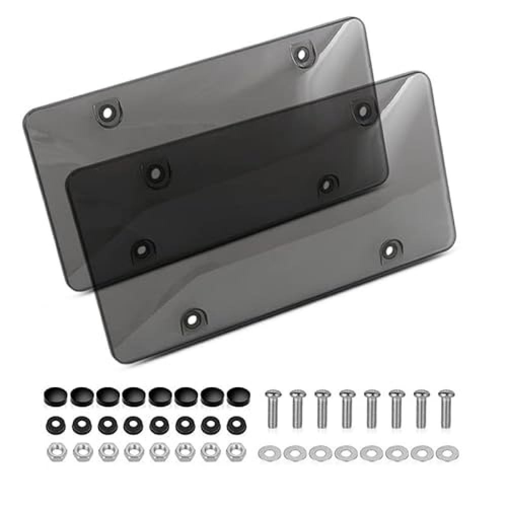 Tsuytna License Plate Cover-2 Pack License Plate Protector Clear License Plate Frame with Screw Caps Cover Kit for American Standard Cars AA