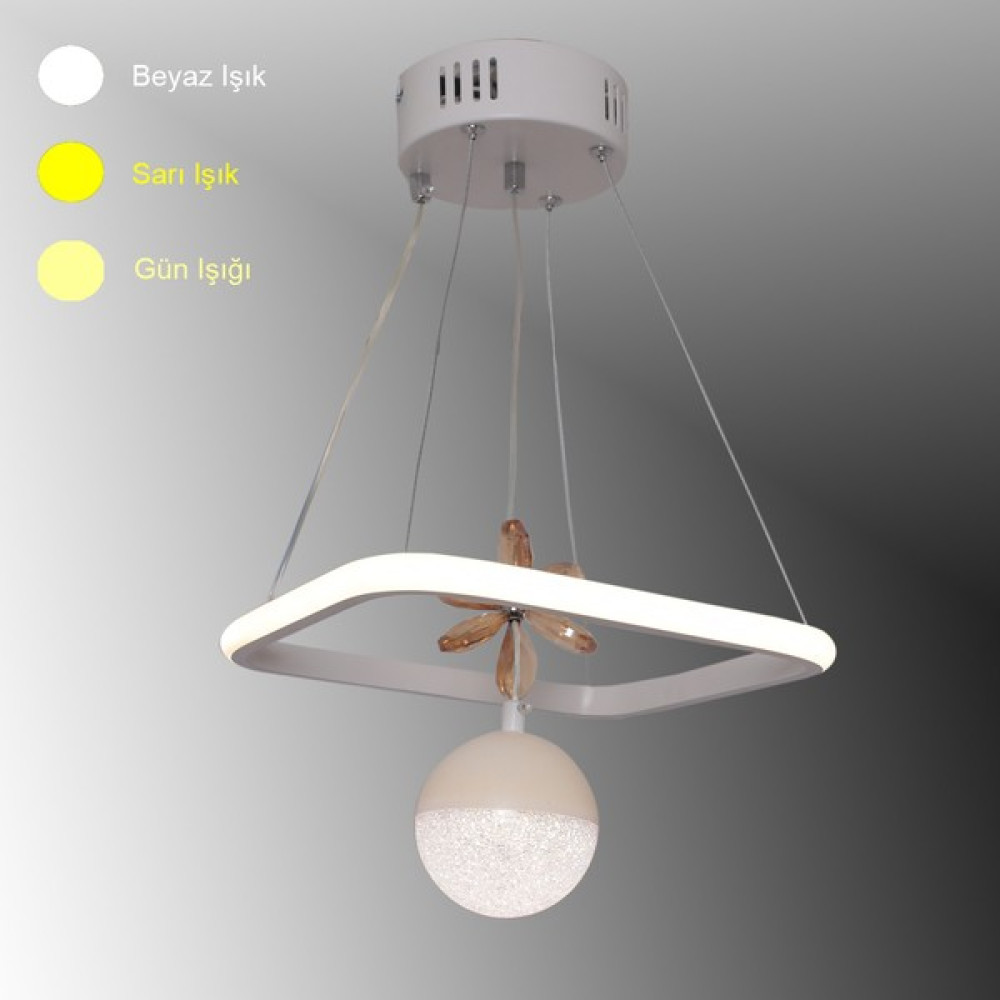 TT Aydınlatma TT037-BY Tt Aydınlatma Kare Model Mat Beyaz Tek Toplu 3 Renk Modüllü Ledli Avize Avize Fiyatı