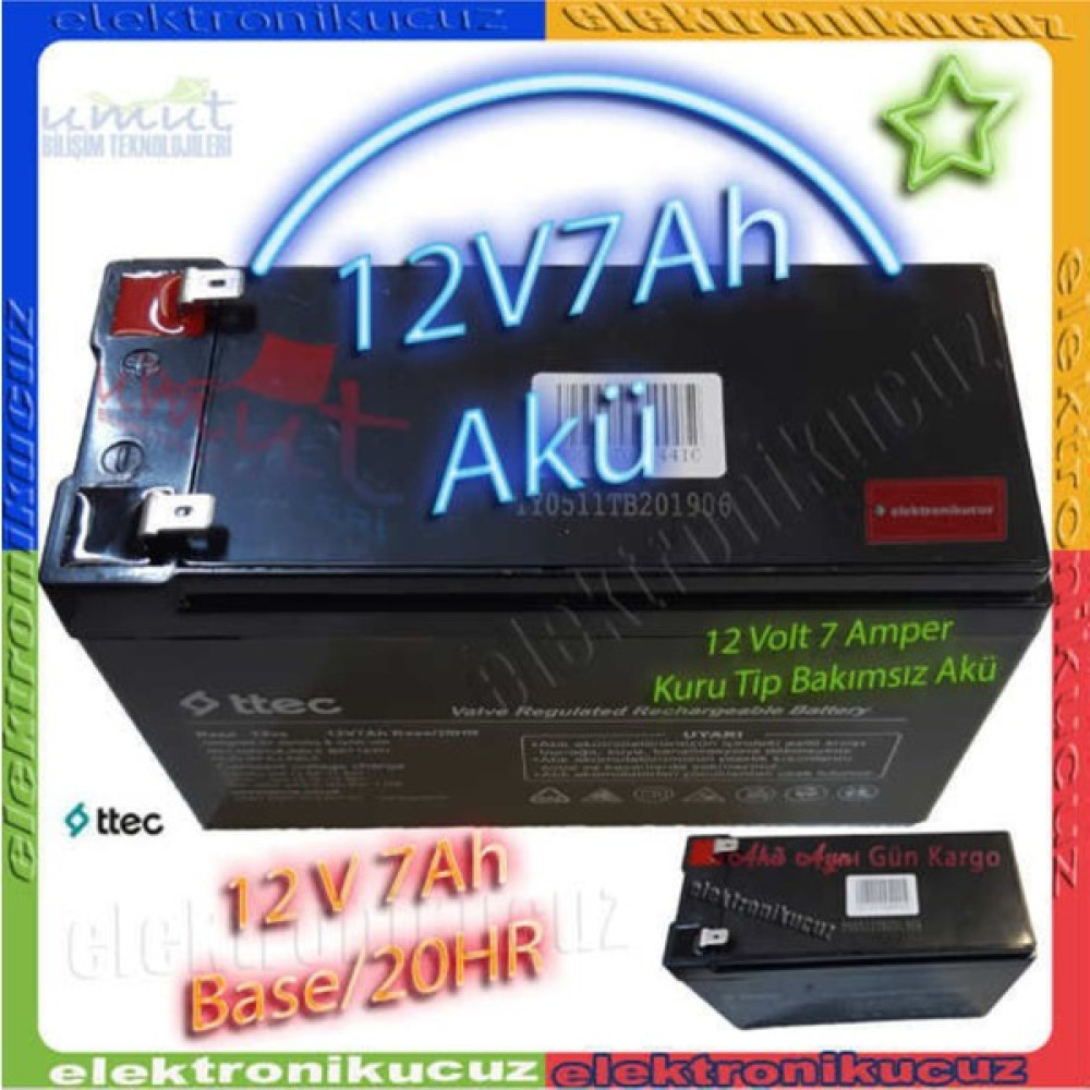 Ttec 12 Volt 7A Akü - 12V 7 Ah Kuru Akü 2021 Üretimli Akü - 0 Oto Boyaları Fiyatı