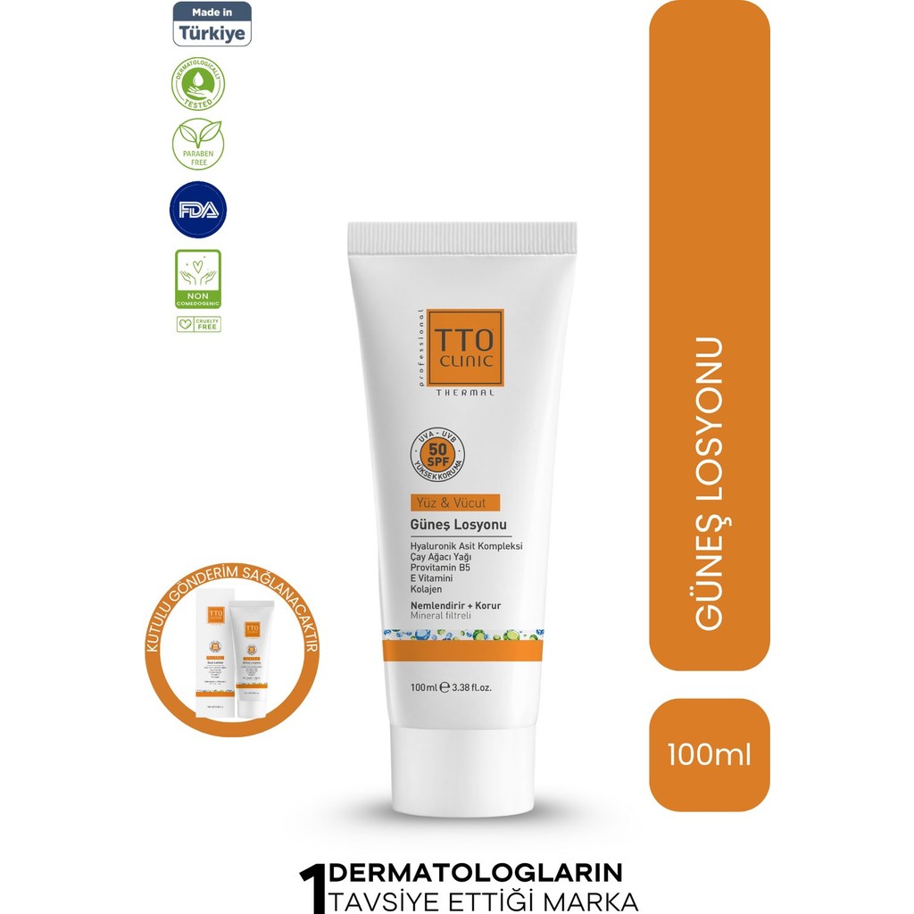 TTO Clinic Güneş Losyonu 50 SPF 100 ml Tüm Cilt Tipleri İçin Nemlendirici Yüksek Koruma Güneş Kremleri ve Losyonları Fiyatı