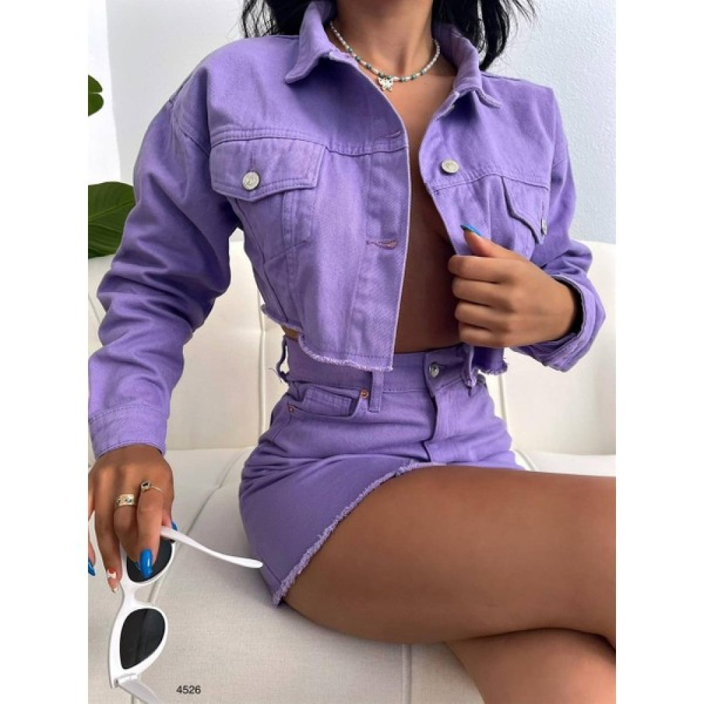 Tu Estilo Kadın Düğme Detay Crop Ceket ve Yüksek Bel Kot Etek 2li Takım Etek Fiyatı