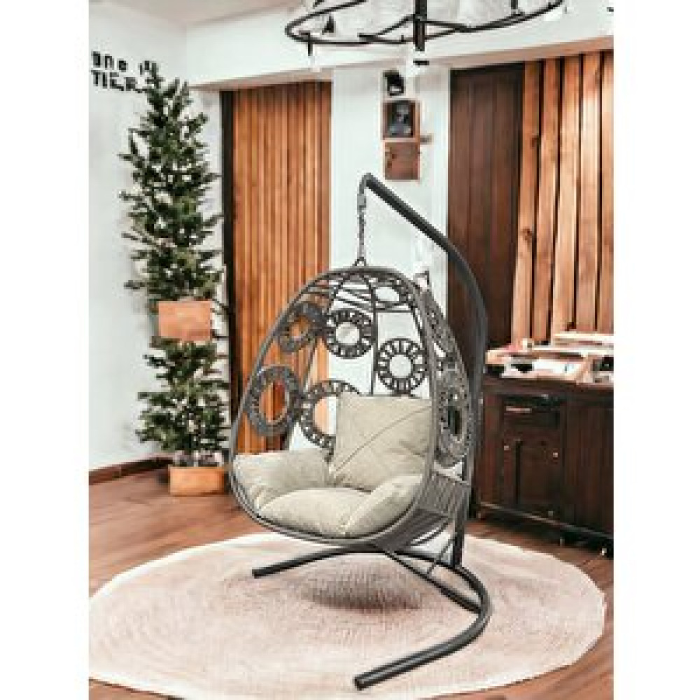 Tu Tienda Çember Desenli Makrome Ip Örgü Salıncak, Krem Krem Bahçe Salıncağı Fiyatı