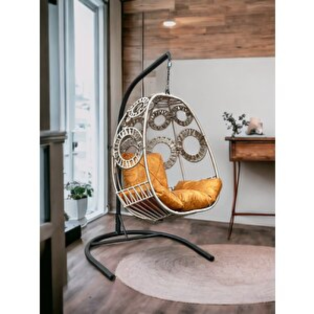 Tu Tienda Çember Desenli Makrome Ip Örgü Salıncak, Sarı Sarı Krem Bahçe Salıncağı Fiyatı