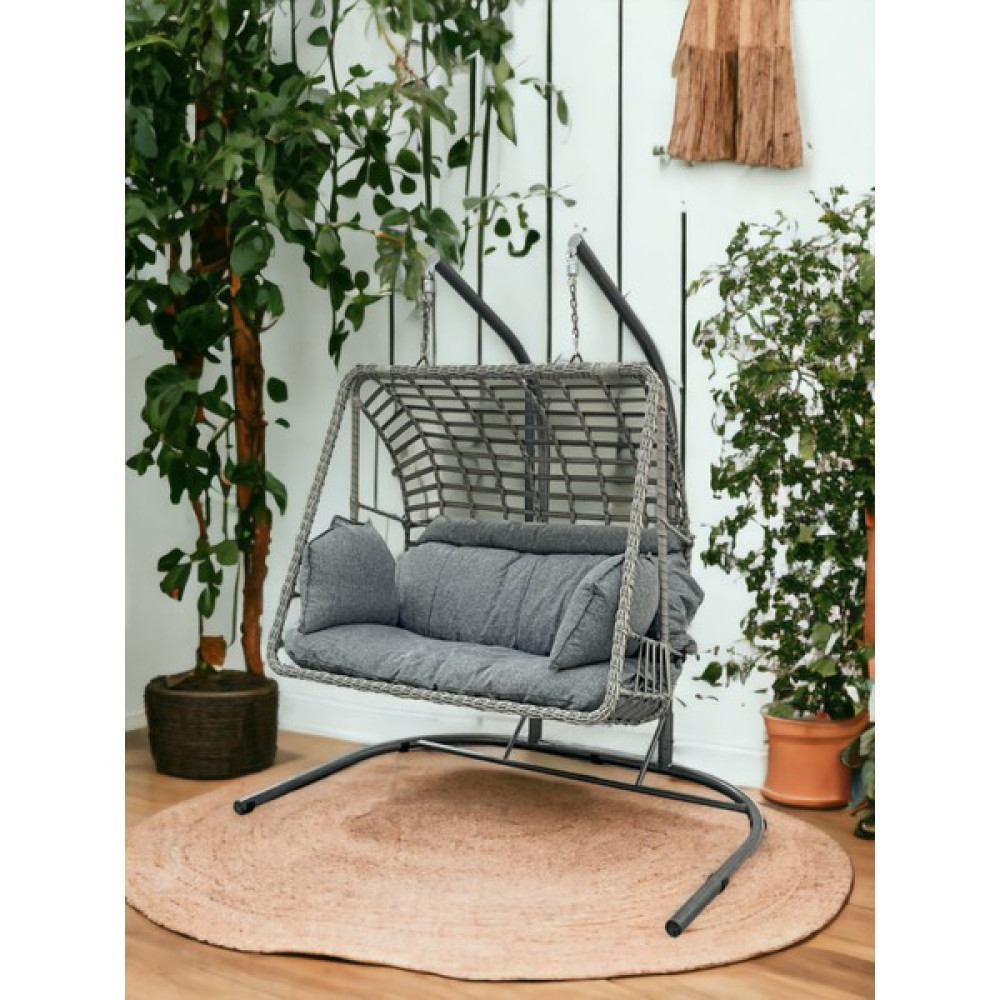 Tu Tienda Çift Kişilik Rattan Salıncak,antrasit - Antrasit - Gri Bahçe Salıncağı Fiyatı