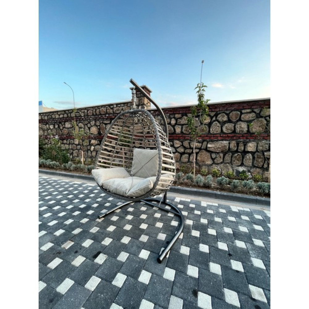 Tu Tienda El Örgüsü Bahçe Balkon Armut Fındık Salıncak - Gri-Krem Bahçe Salıncağı Fiyatı