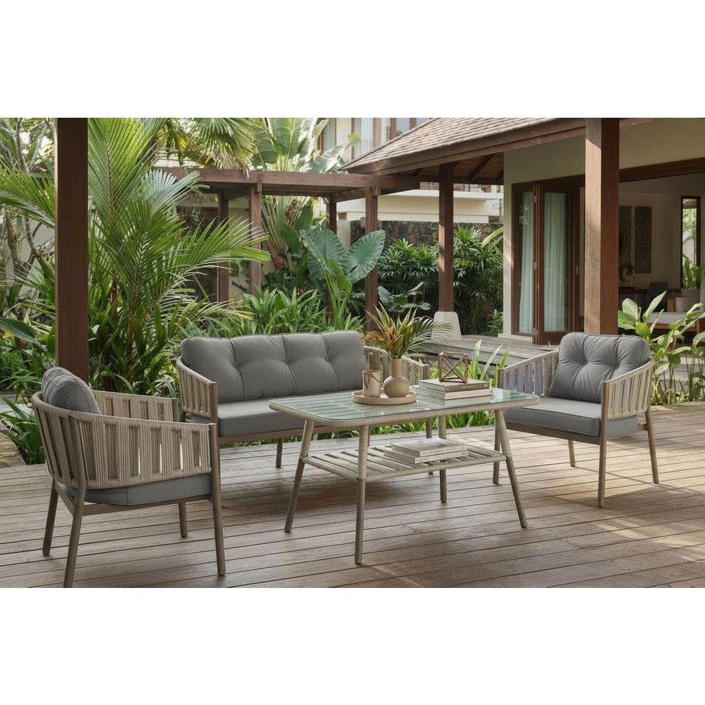 Tu Tienda Galata 2+1+1+MASA(70*120) Bahçe Balkon Mutfak Takımı - Gri Diğer Fiyatı