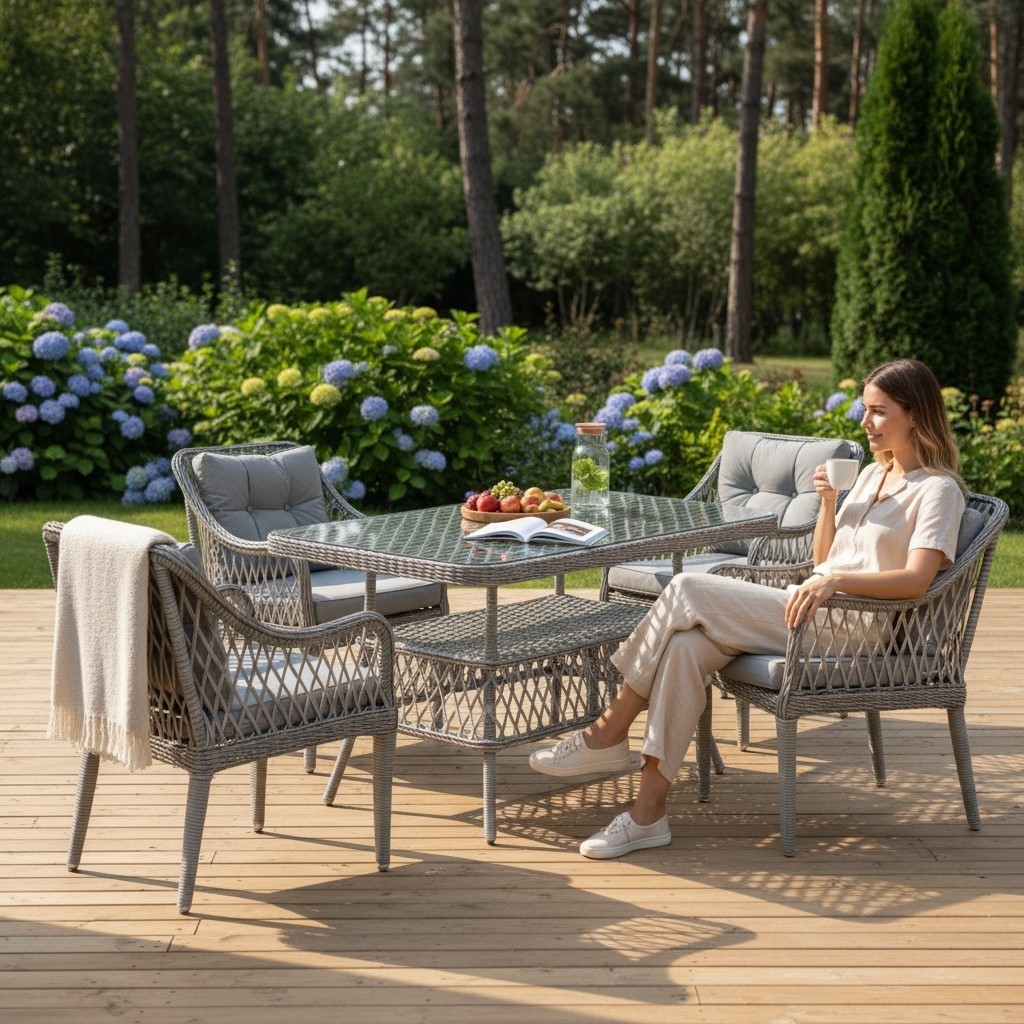 Tu Tienda MEDYA 4 SANDALYE+MASA(70*120) BAHÇE BALKON MUTFAK TAKIMI,GRİ(ASOS3) - 4Lü Diğer Fiyatı