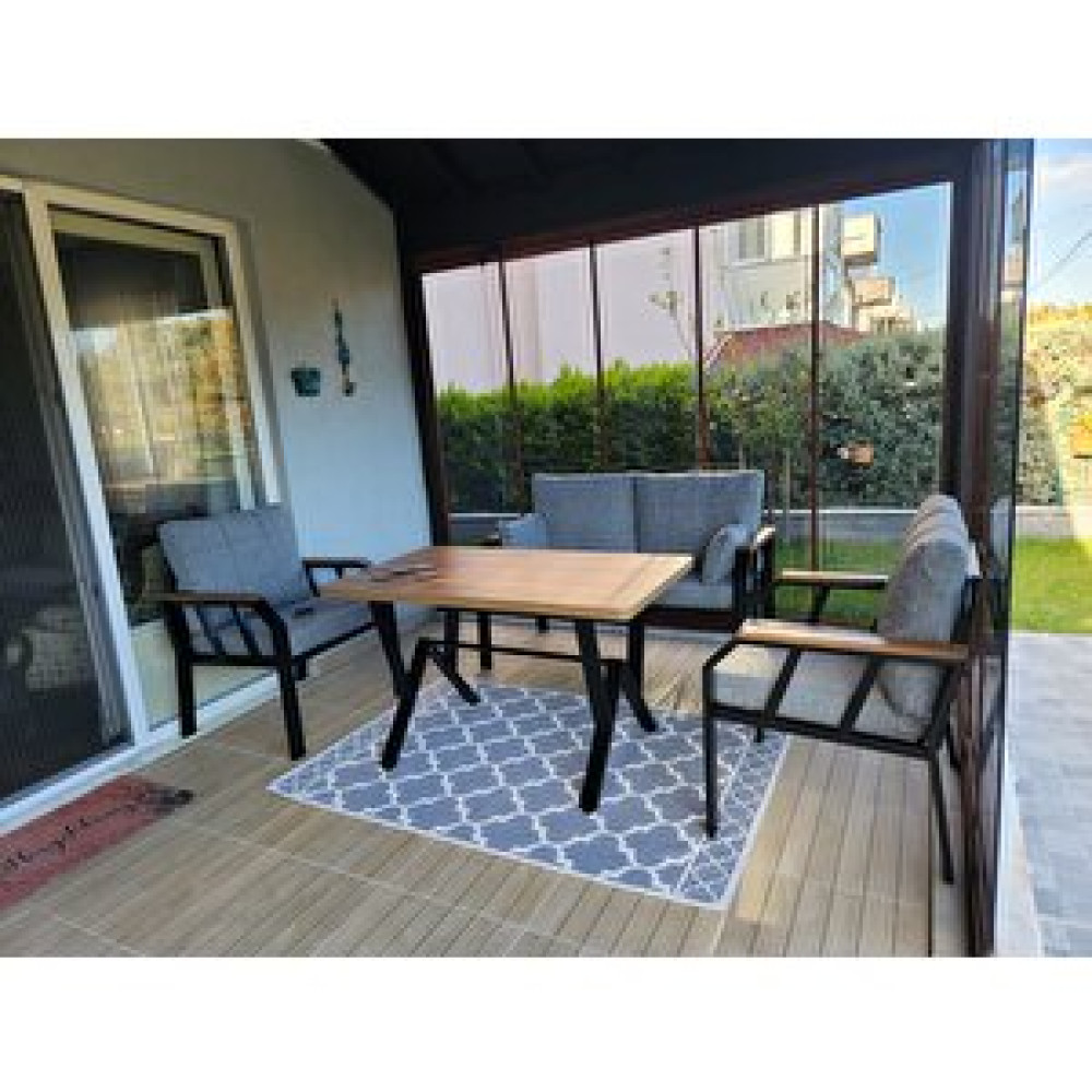 Tu Tienda Nergiz 2 1 1 Masa Bahçe Balkon Mutfak Oturma Grubu Kayrak Gri̇ Bahçe Mobilyası Takımı Fiyatı