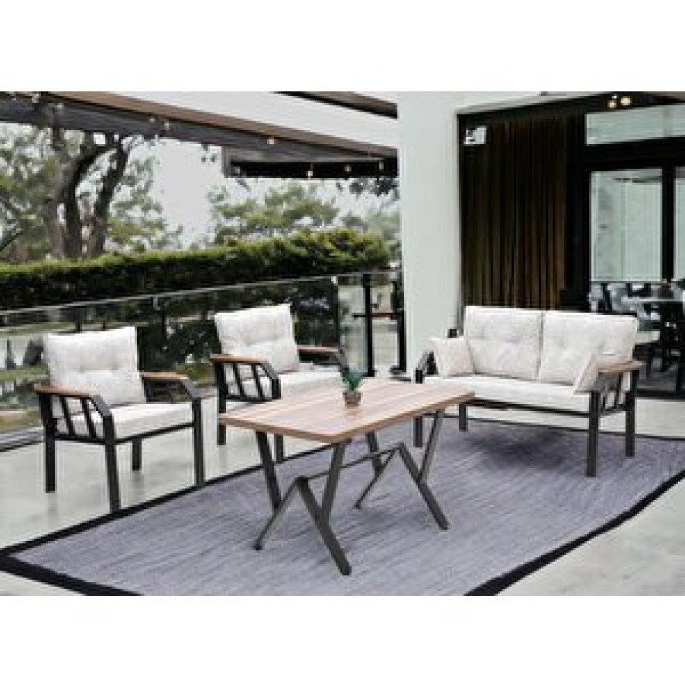 Tu Tienda Nergi̇z 2+1+1+masa Demonte Bahçe Balkon Takimi, Krem Krem Bahçe Mobilyası Takımı Fiyatı