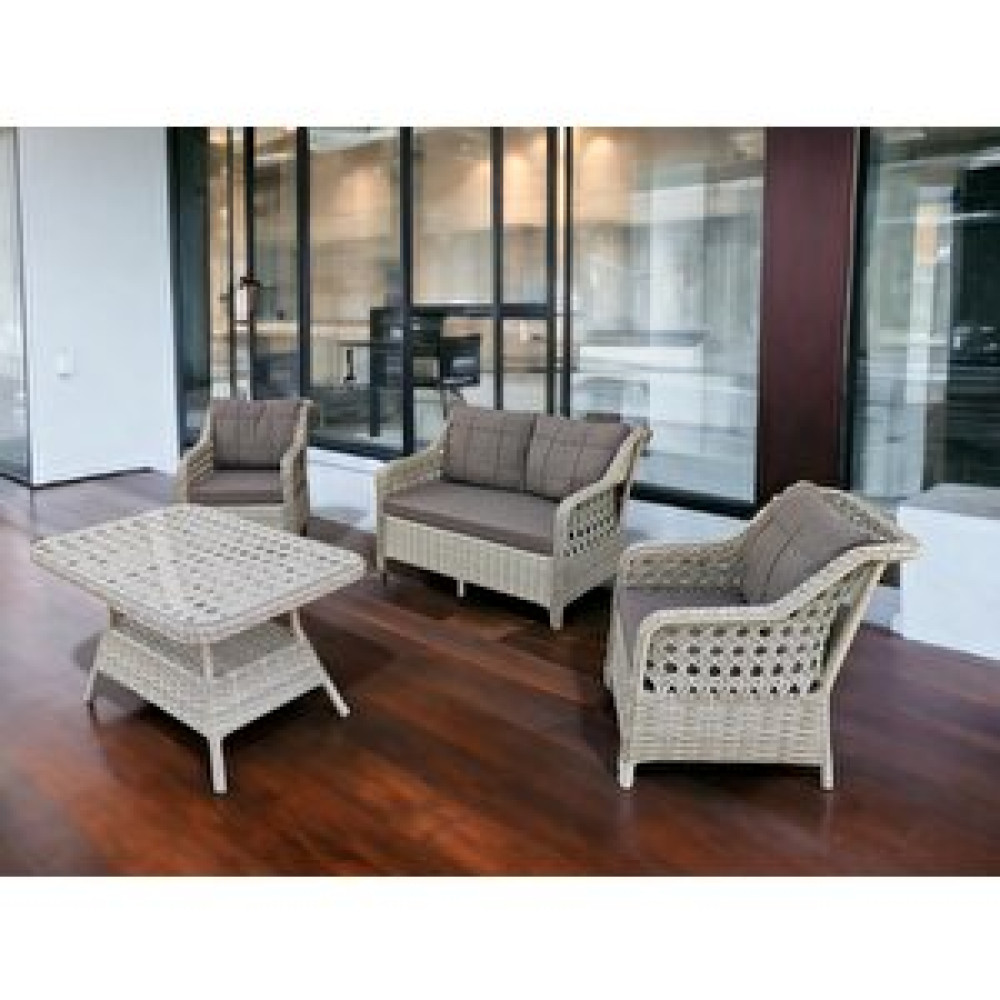Tu Tienda Nova Rattan Örgü 2+1+1+Masa Balkon ve Bahçe Oturma Seti, Sütlü Kahve İndigo-Gri Bahçe Mobilyası Takımı Fiyatı