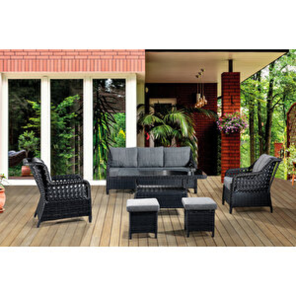 Tu Tienda Ronda 3+1+1+2puf+masa Rattan Bahçe Balkon Mobi̇lyasi Antrasit Gri Bahçe Mobilyası Takımı Fiyatı