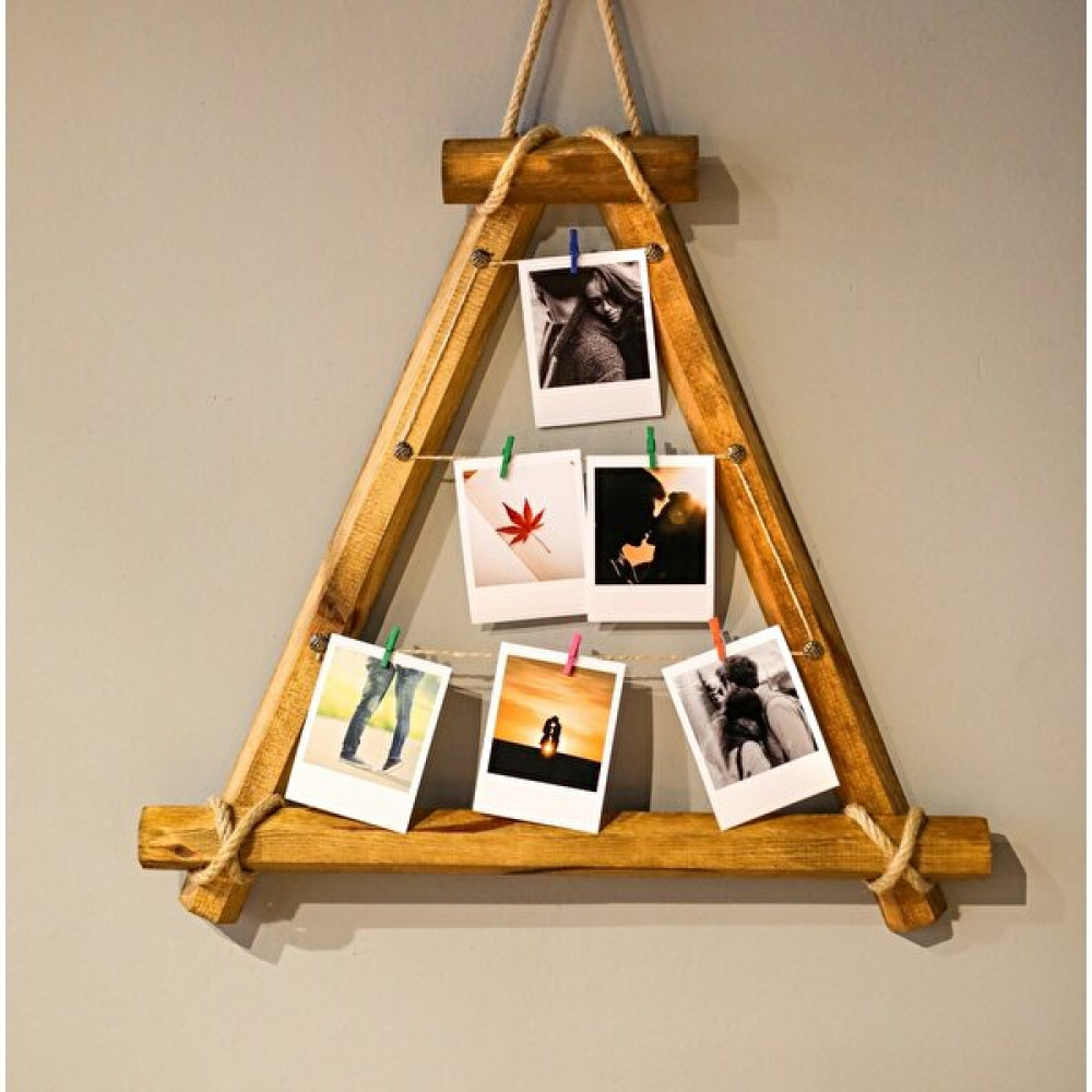 Tual Ahşap Ipli Mandallı Üçgen Eskitme Duvar Fotoğraf Çerçevesi 36X50 - Açık Kahverengi - 36 x 50 cm Resim & Fotoğraf Çerçevesi Fiyatı