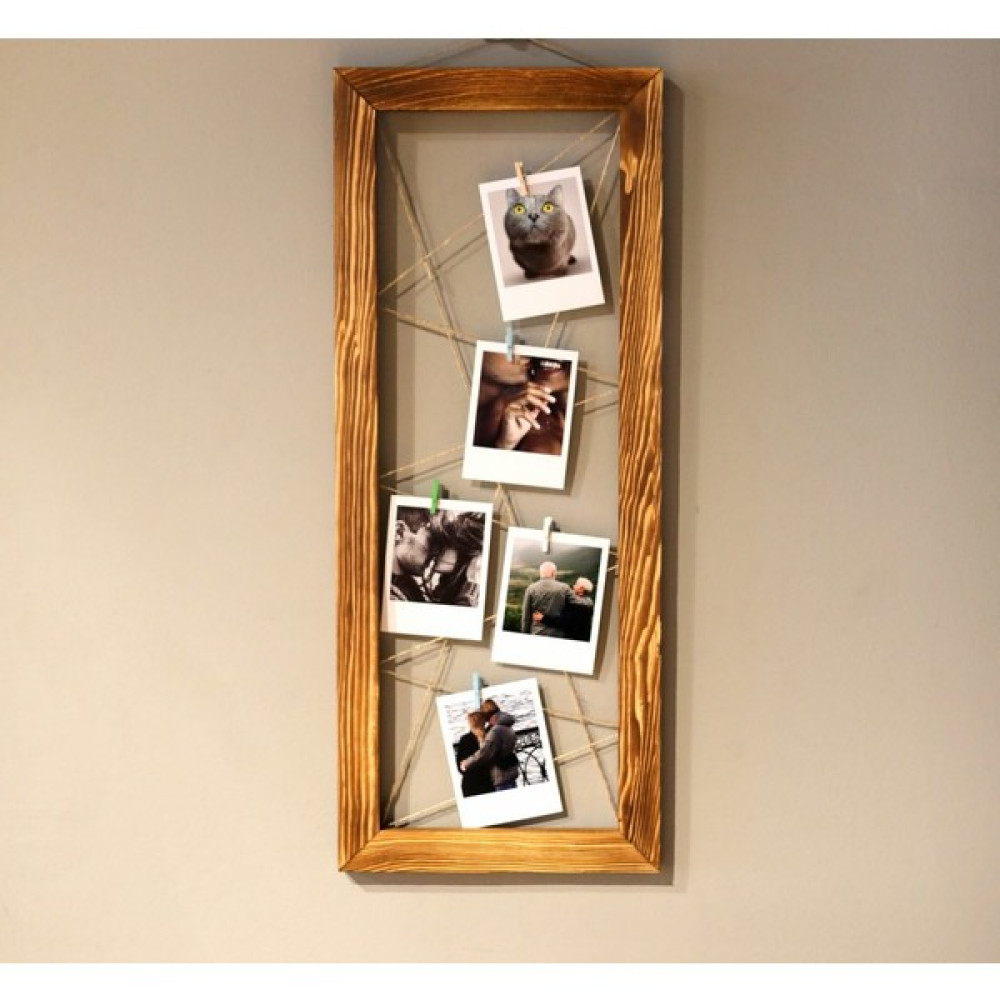 Tual Asimetrik Ipli Mandallı Ahşap Duvar Fotoğraf Çerçevesi - 24 x 59 cm Resim & Fotoğraf Çerçevesi Fiyatı