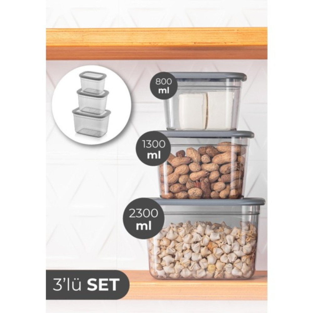 Tubi Home 3lü Dikdörtgen Saklama Kabı Derin 1X(2300 Ml, 1300 Ml, 800 Ml) - 3 Adet Oto Boyaları Fiyatı