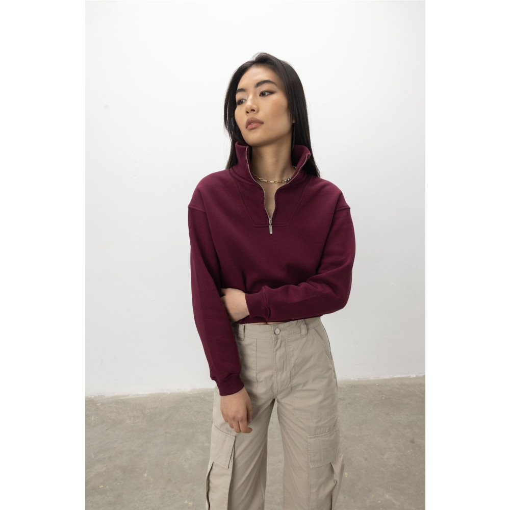 TUBİA Kadın Şardonlu Yarım Balıkçı Yaka Yarım Fermuarlı Sweatshirt XL Beden Bayan Sweatshirt Fiyatı