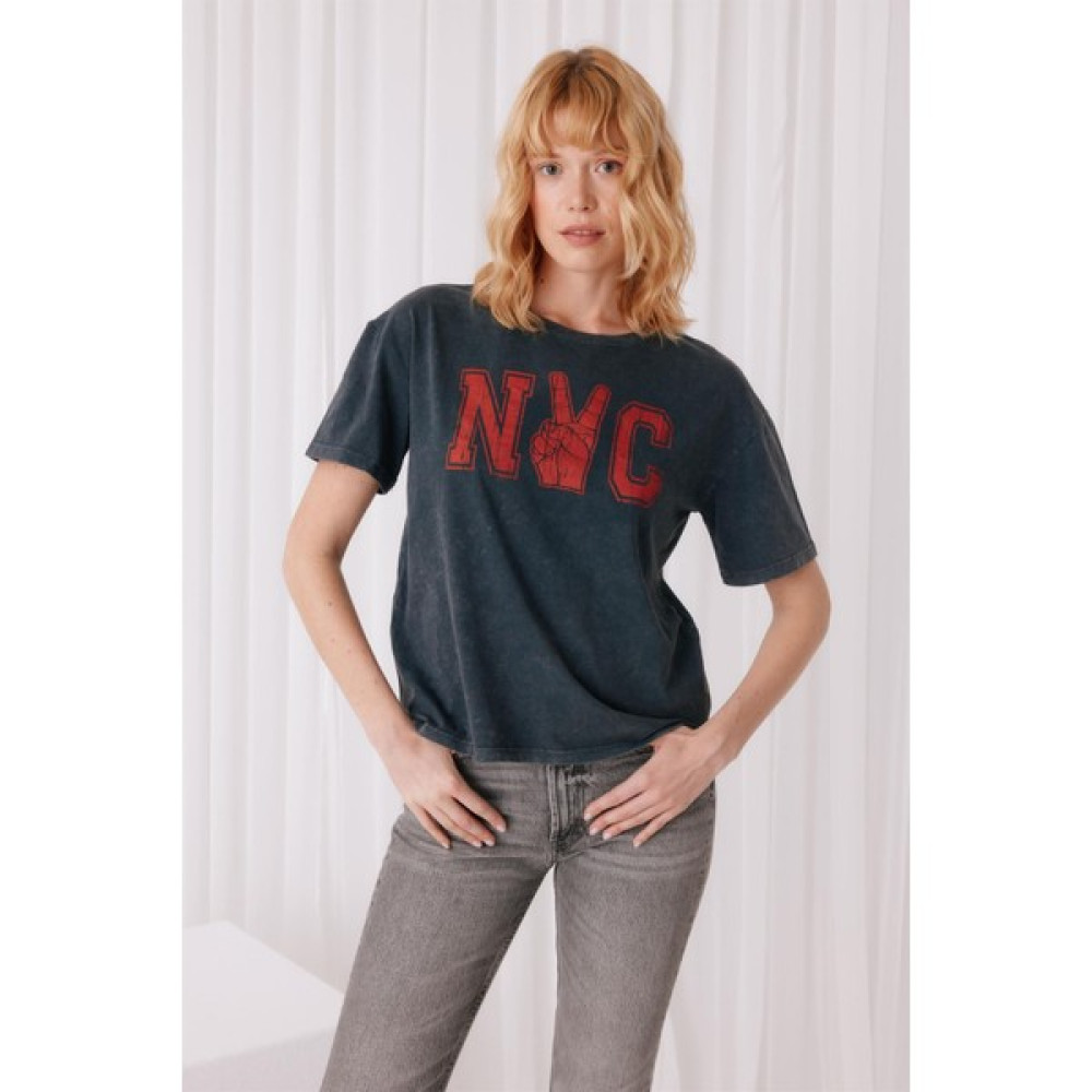 Tubia Nyc Baskılı Antrasit Renk T-Shirt Bayan T-shirt Fiyatı