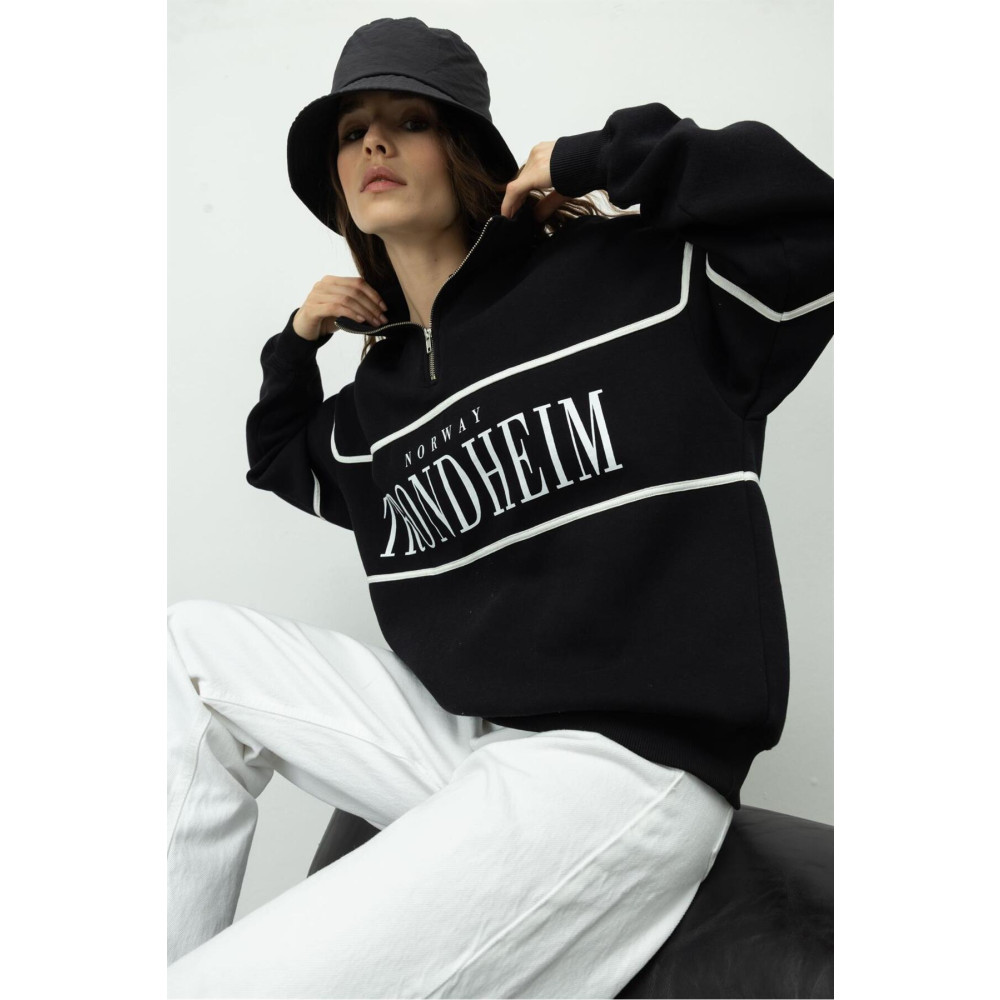 TUBİA Şardonlu Yarım Fermuarlı Baskılı Sweatshirt XL Beden Bayan Sweatshirt Fiyatı